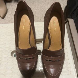 Nine West Brown High Heel Platform Pumps